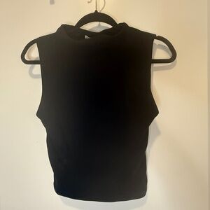 Zara Black Mock Neck Sleeveless Top (Size L)